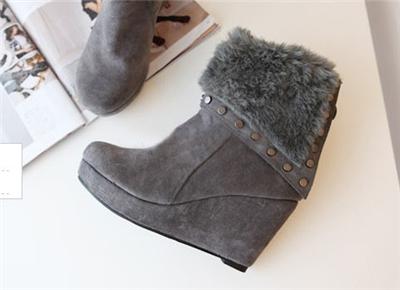 Wedge Heel Shoes Women on Women Shoes Faux Fur Cuff High Wedge Heel