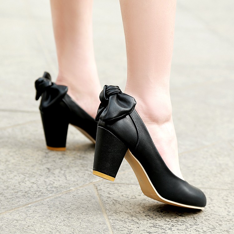 block leather heels