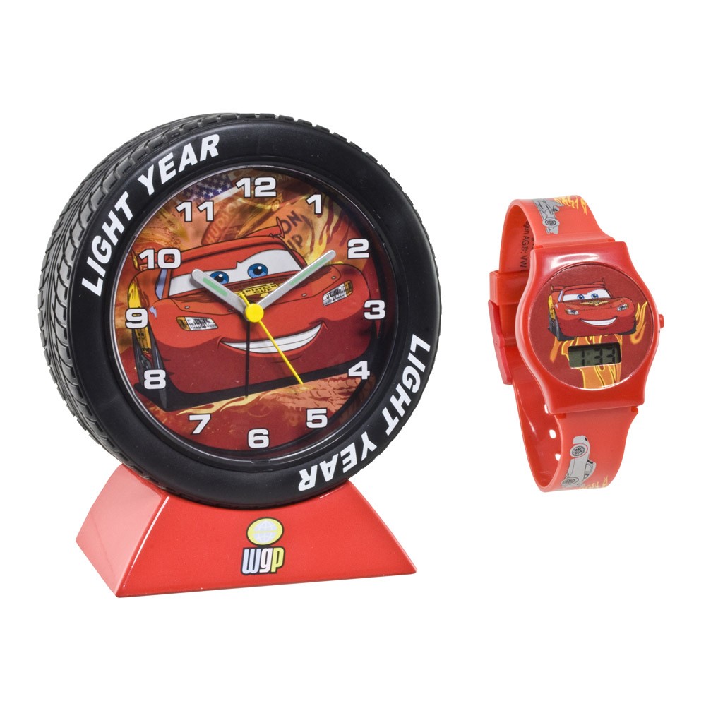 DISNEY CARS 2 BEDSIDE ALARM CLOCK & LCD WATCH GIFT SET eBay