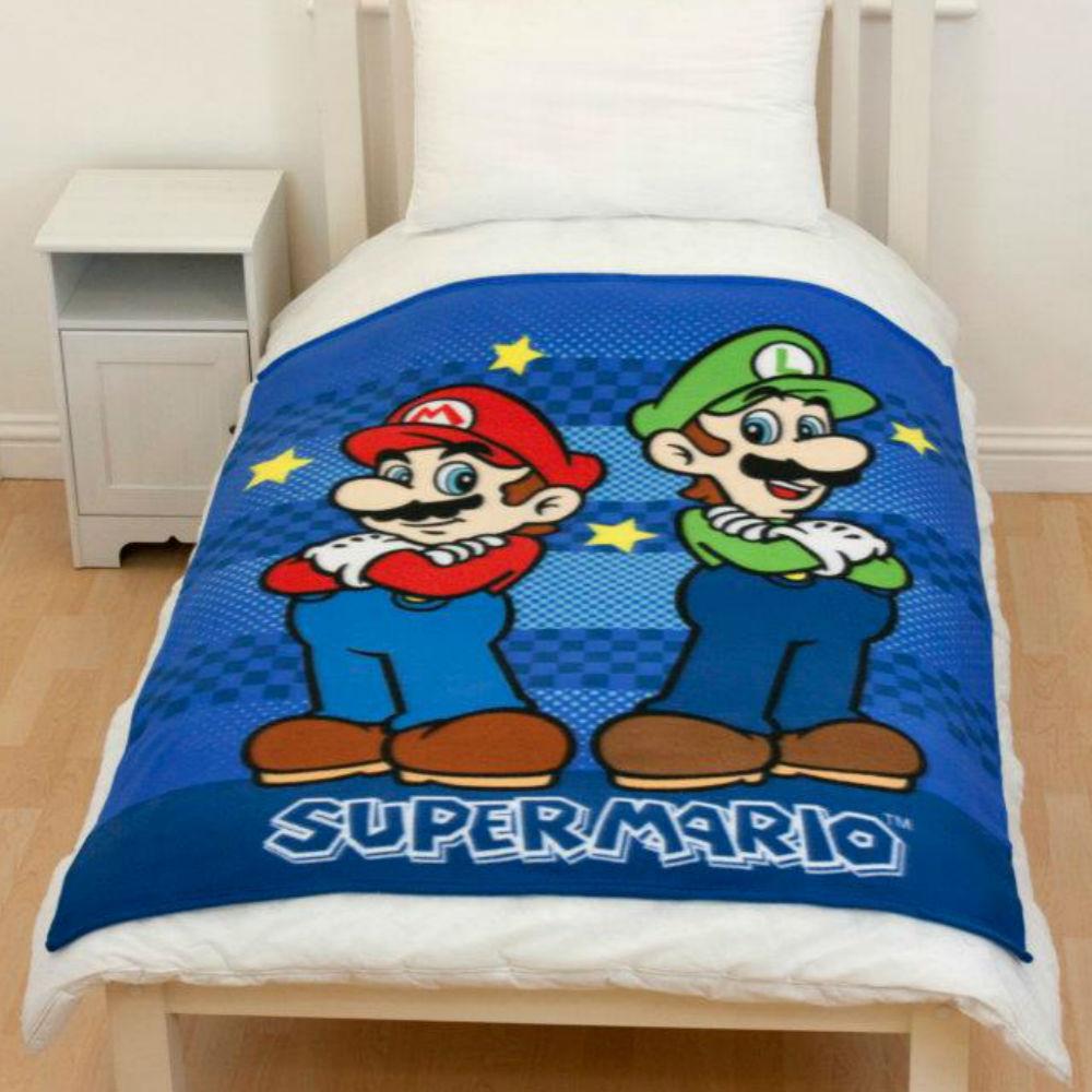 NINTENDO 'SUPER MARIO BROS' FLEECE BLANKET NEW & OFFICIAL BROTHERS