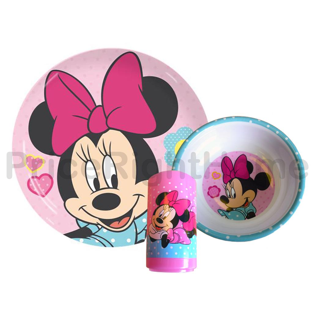 MINNIE MOUSE 3 PIECE MEAL SET PLATE BOWL TUMBLER NEW LUNCH BREAKFAST