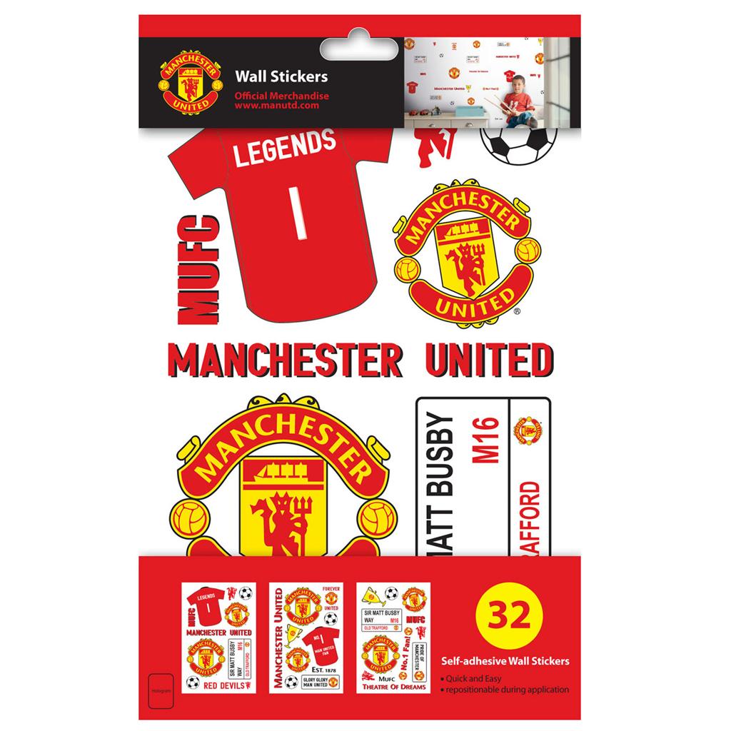 MANCHESTER UNITED FC STIKAROUNDS WALL STICKERS 32 PIECES FOOTBALL DECOR