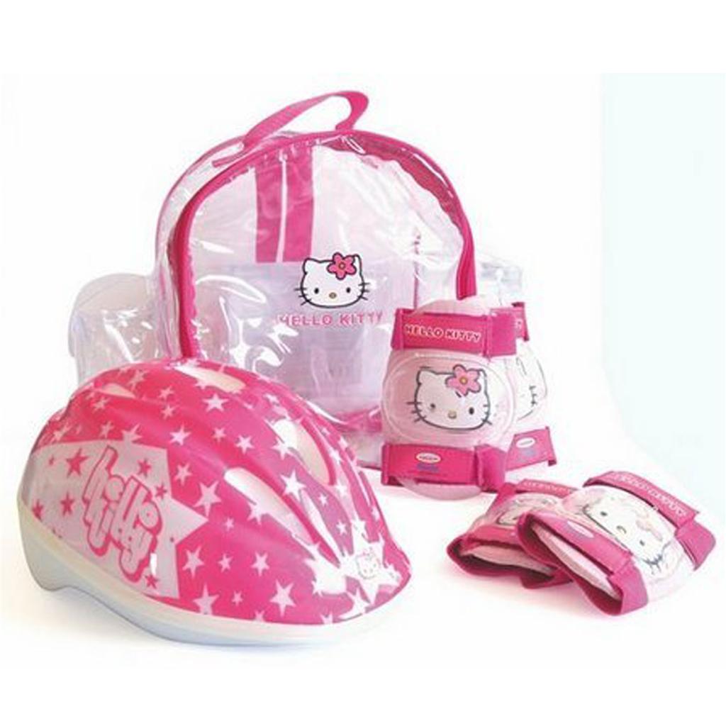 HELLO KITTY SAFETY HELMET & PADS WITH RUCKSACK BAG SET NEW BIKE SCOOTER
