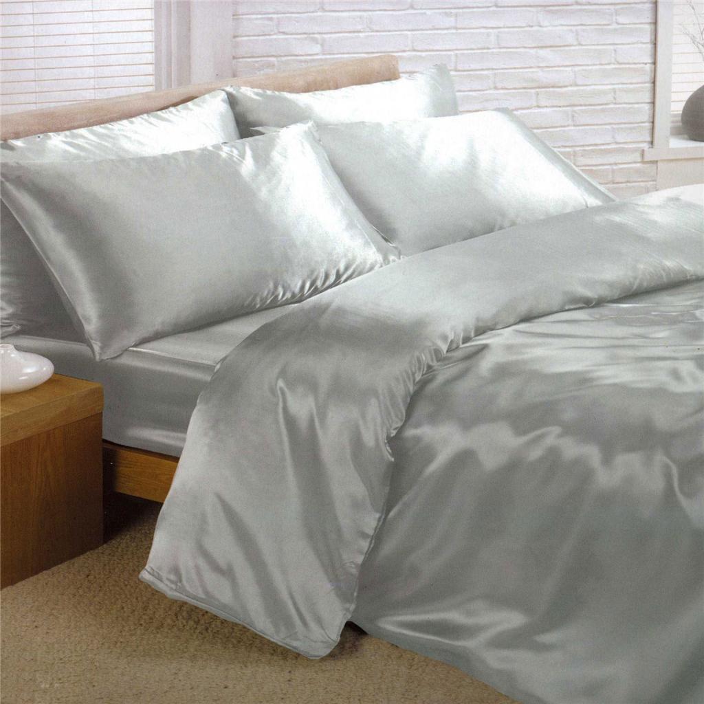 Details about Satin Bedding Sets - 6 Piece Set - Duvet Cover + Fitted ...