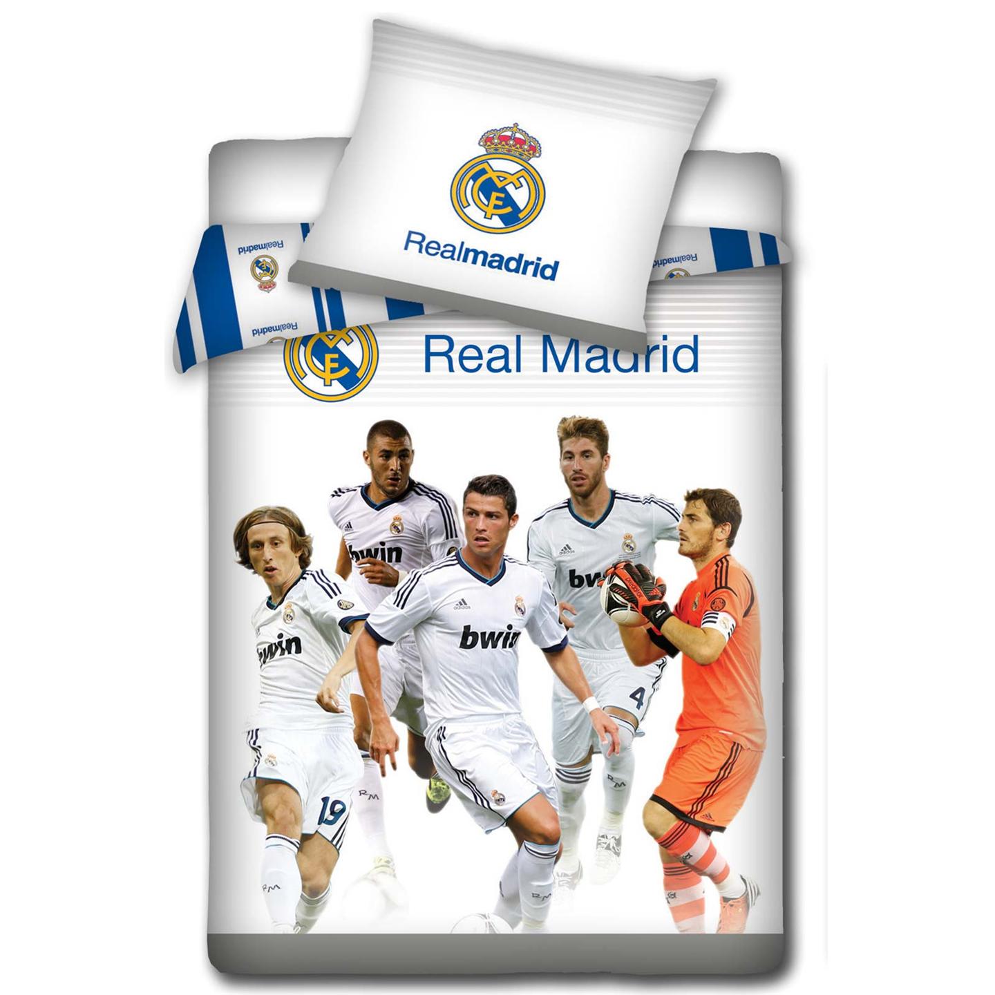 Real Madrid 'Stars' Duvet Cover & Pillowcase Bedding Set (Free P+...