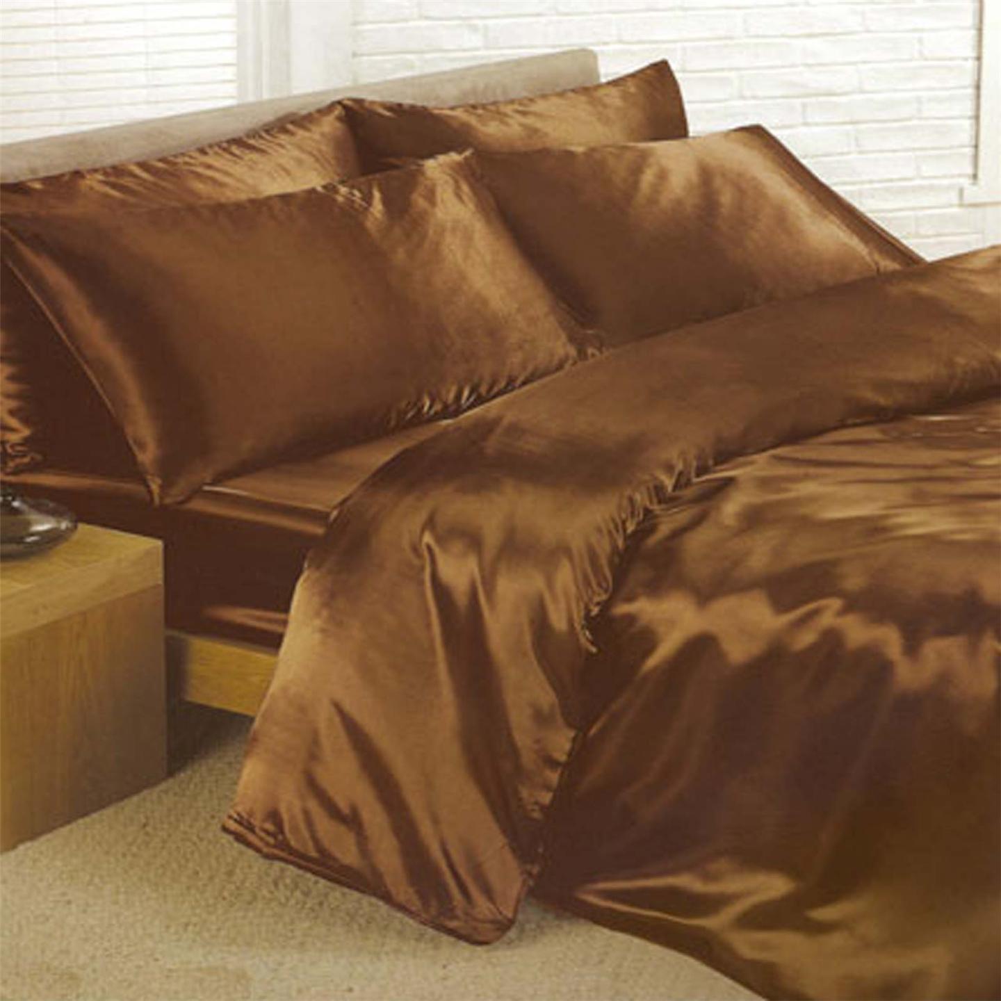 Satin Bedding Sets 6 Piece Set Duvet Cover + Fitted Sheet + 4