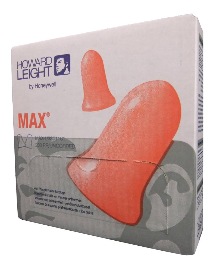 Howard Leight Soft Foam Earplugs (Disposable) MAX-1 NRR33 Box of 200 Pairs
