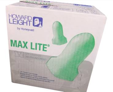 Howard Leight Soft Foam Earplugs (Disposable) MAX LITE Box of 200 Pairs