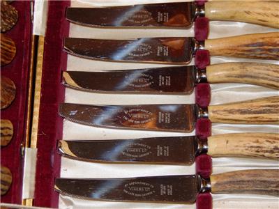 Stag  and 4 Viners England cheese viners Steak in Forks knife Made Handle Knives   in Ltd the set piece