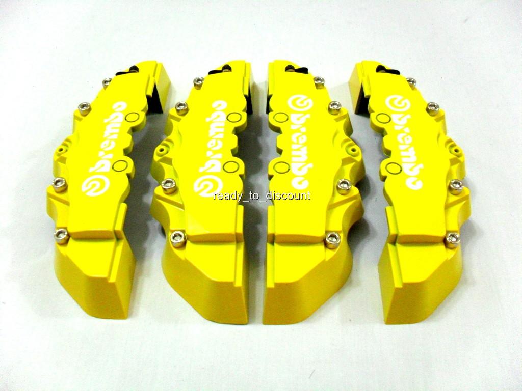 YELLOW BREMBO STYLE BRAKE CALIPER COVERS KIT 4PCS FRONT/REAR eBay