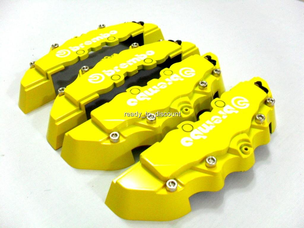 YELLOW BREMBO STYLE BRAKE CALIPER COVERS KIT 4PCS FRONT/REAR eBay