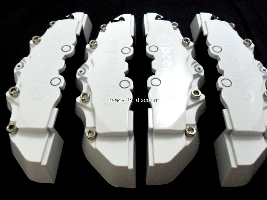WHITE BREMBO STYLE BRAKE CALIPER COVERS KIT 4PCS FRONT/REAR eBay