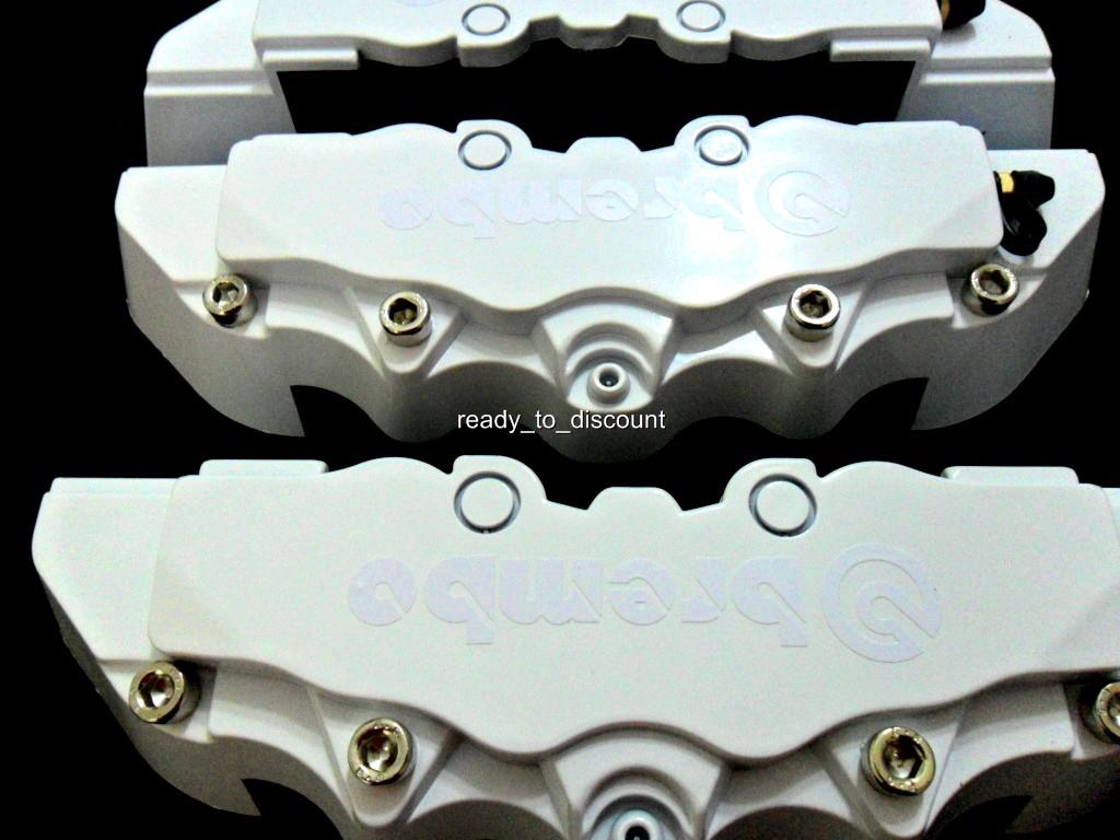 WHITE BREMBO STYLE BRAKE CALIPER COVERS KIT 4PCS FRONT/REAR eBay
