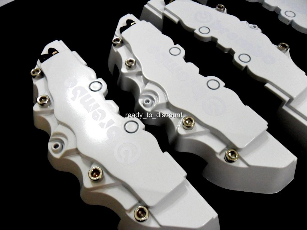 WHITE BREMBO STYLE BRAKE CALIPER COVERS KIT 4PCS FRONT/REAR eBay