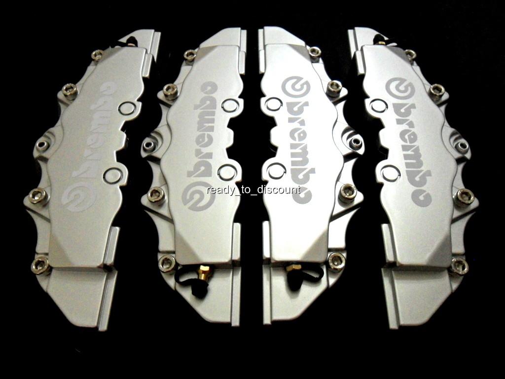 SILVER BREMBO STYLE BRAKE CALIPER COVERS KIT 4PCS FRONT/REAR eBay