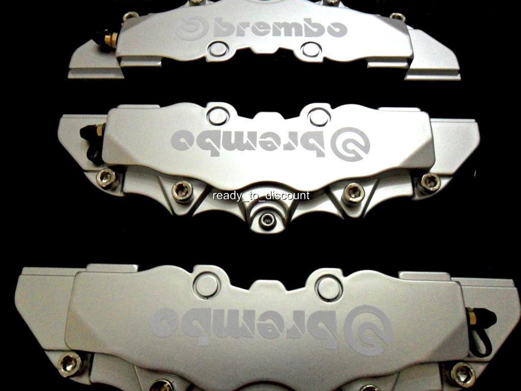 SILVER BREMBO STYLE BRAKE CALIPER COVERS KIT 4PC FRONT/REAR eBay