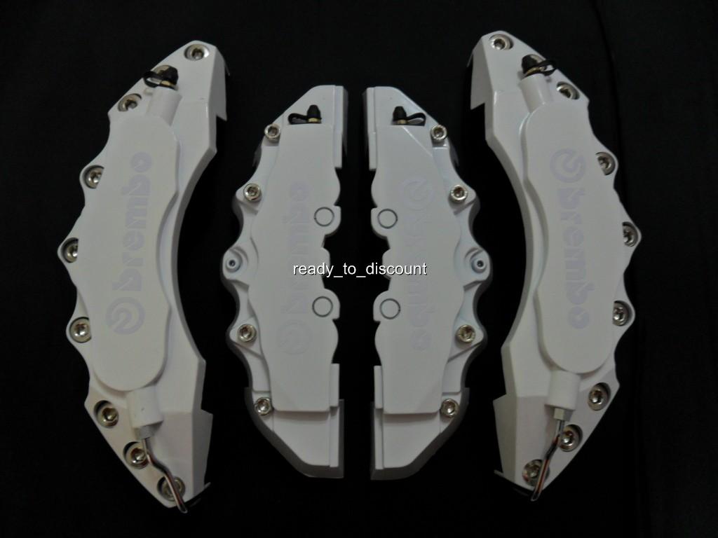 BIG WHITE BREMBO STYLE BRAKE CALIPER COVERS KIT 4PCS FRONT/REAR eBay