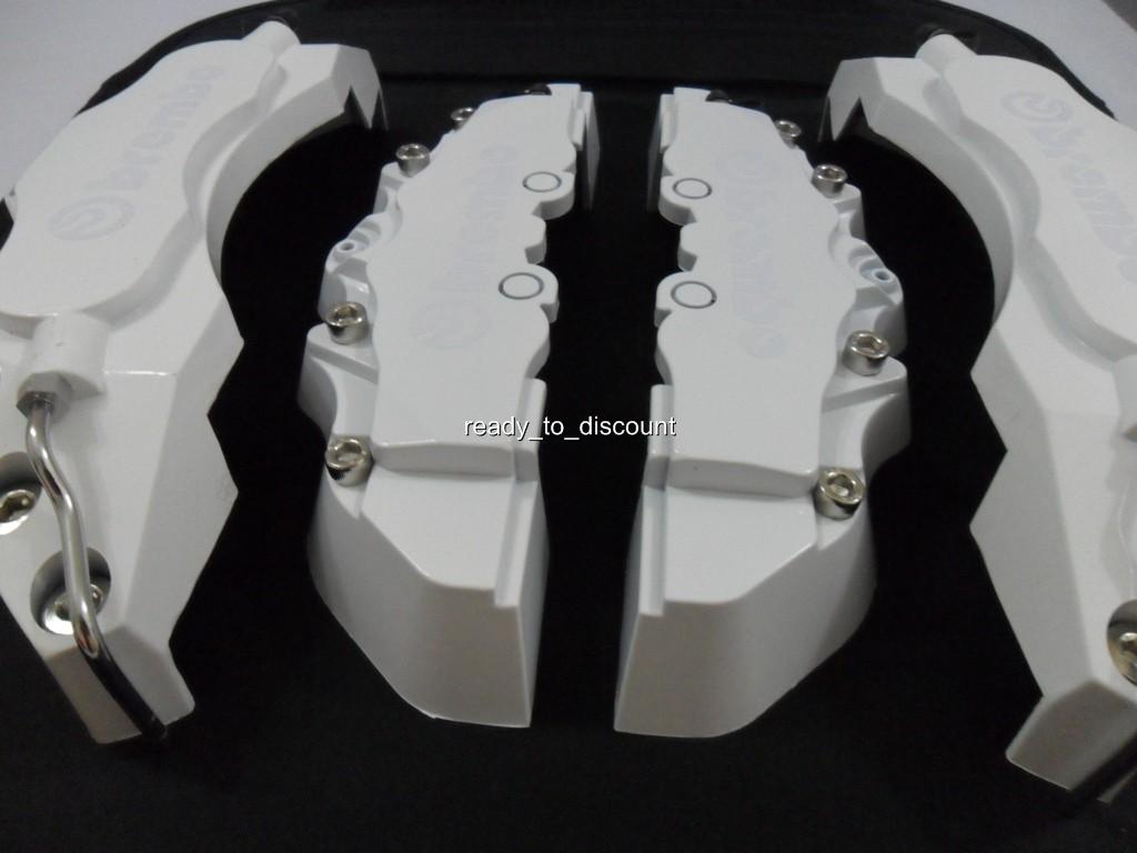 BIG WHITE BREMBO STYLE BRAKE CALIPER COVERS KIT 4PCS FRONT/REAR eBay