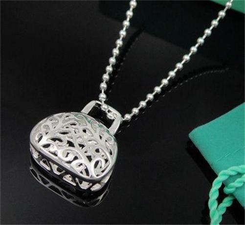 Fashion Jewelry Handbag pendant beads chain necklace in 925 sterling ...