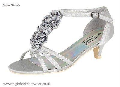silver satin sandals wedding
