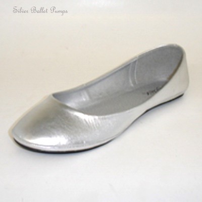 wide fit silver ballet pumps