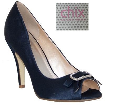 navy satin peep toe heels