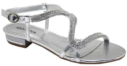 silver and black flat sandals