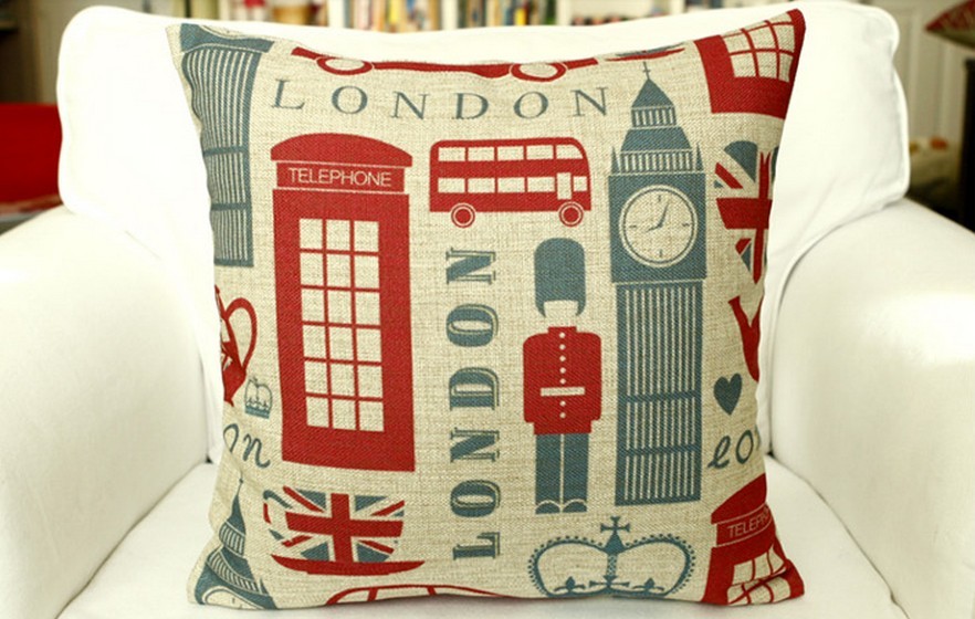 British London cotton blend print Sofa cushion case/lumbar pillow cover