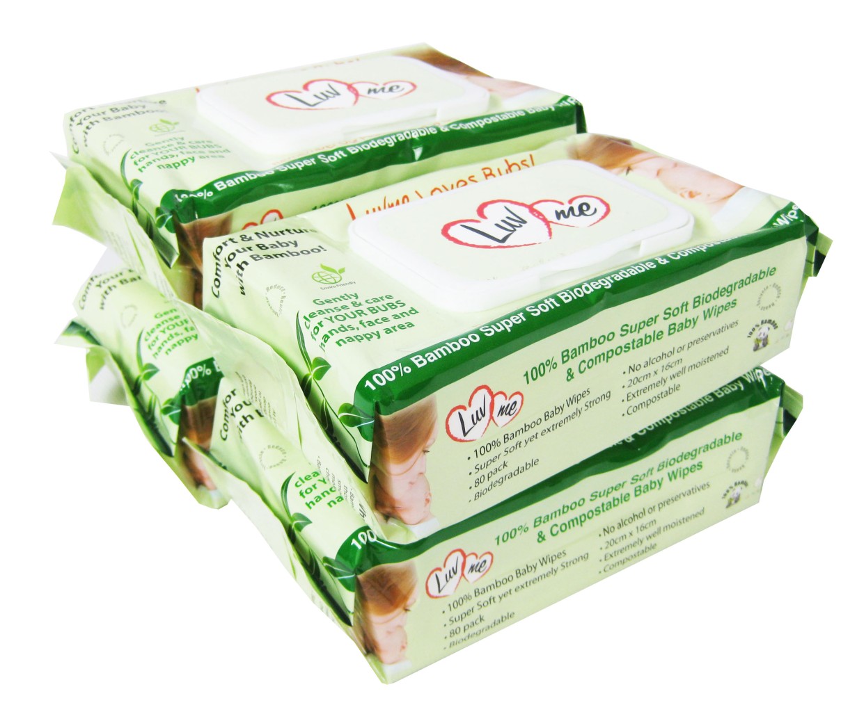 9 x 80pk LUVME Bamboo ECO Natural Wet Wipes Biodegradable Baby Nappy