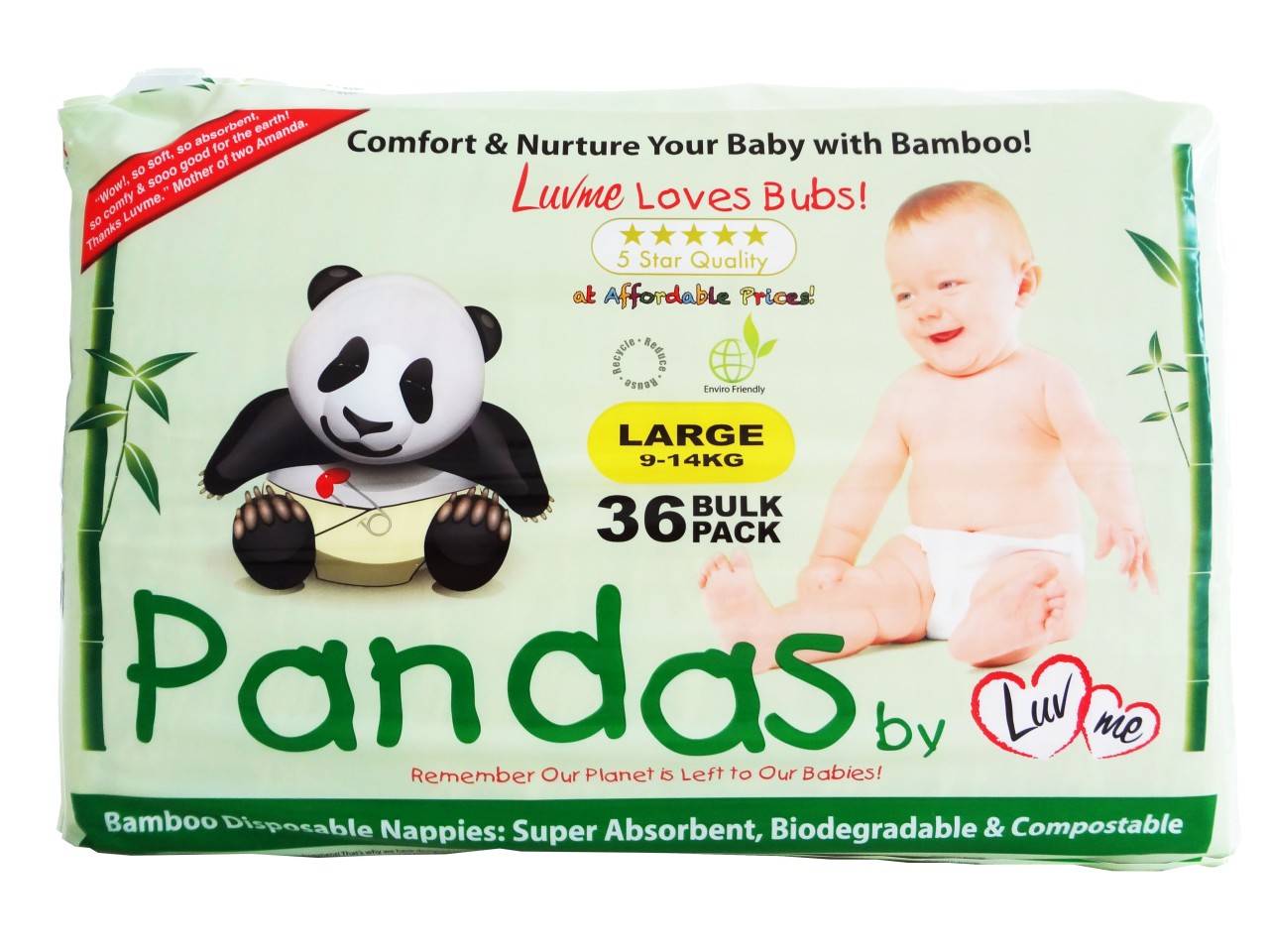 Bamboo Disposables Nappies Nappy Diapers Pampers oddler Biodegradable 2p XL