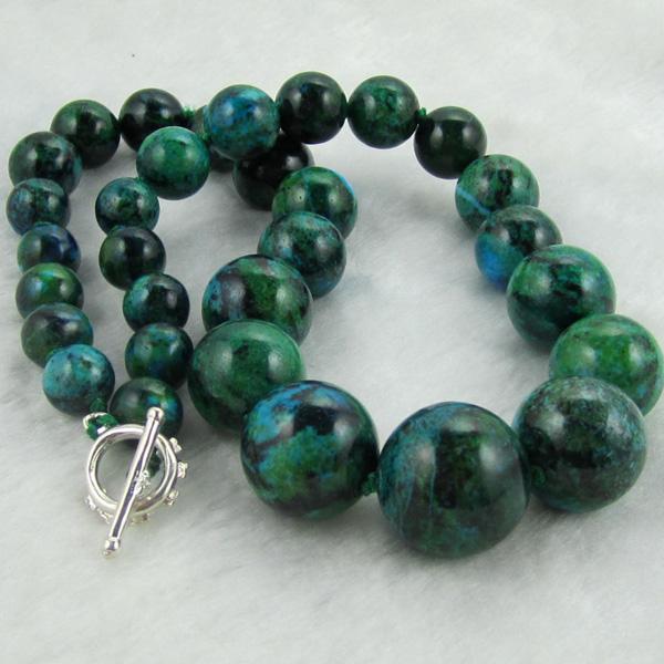 10-20mm Green Phoenix Stone Bead Necklace 18"