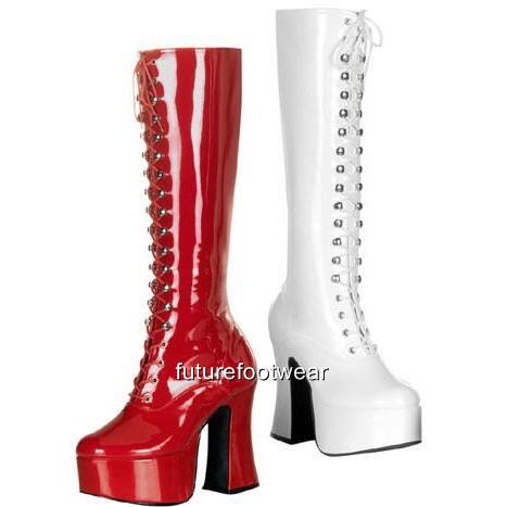boots platform 60s 70s knee 80s gogo demon