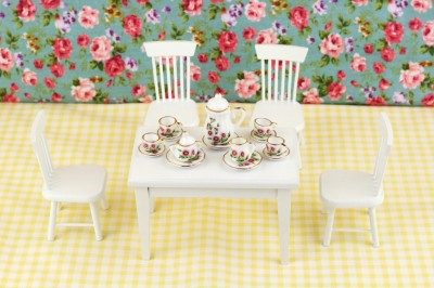 Kitchen Table Chair Sets on Dollhouse Miniature Dining Room Kitchen Table Chair Set   Ebay