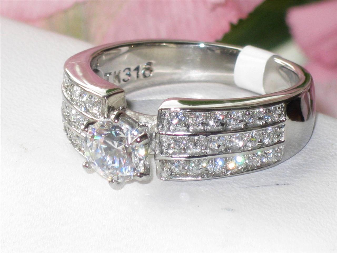 TK997PB Womens Engagement Ring Pave Set Simulated Diamonds