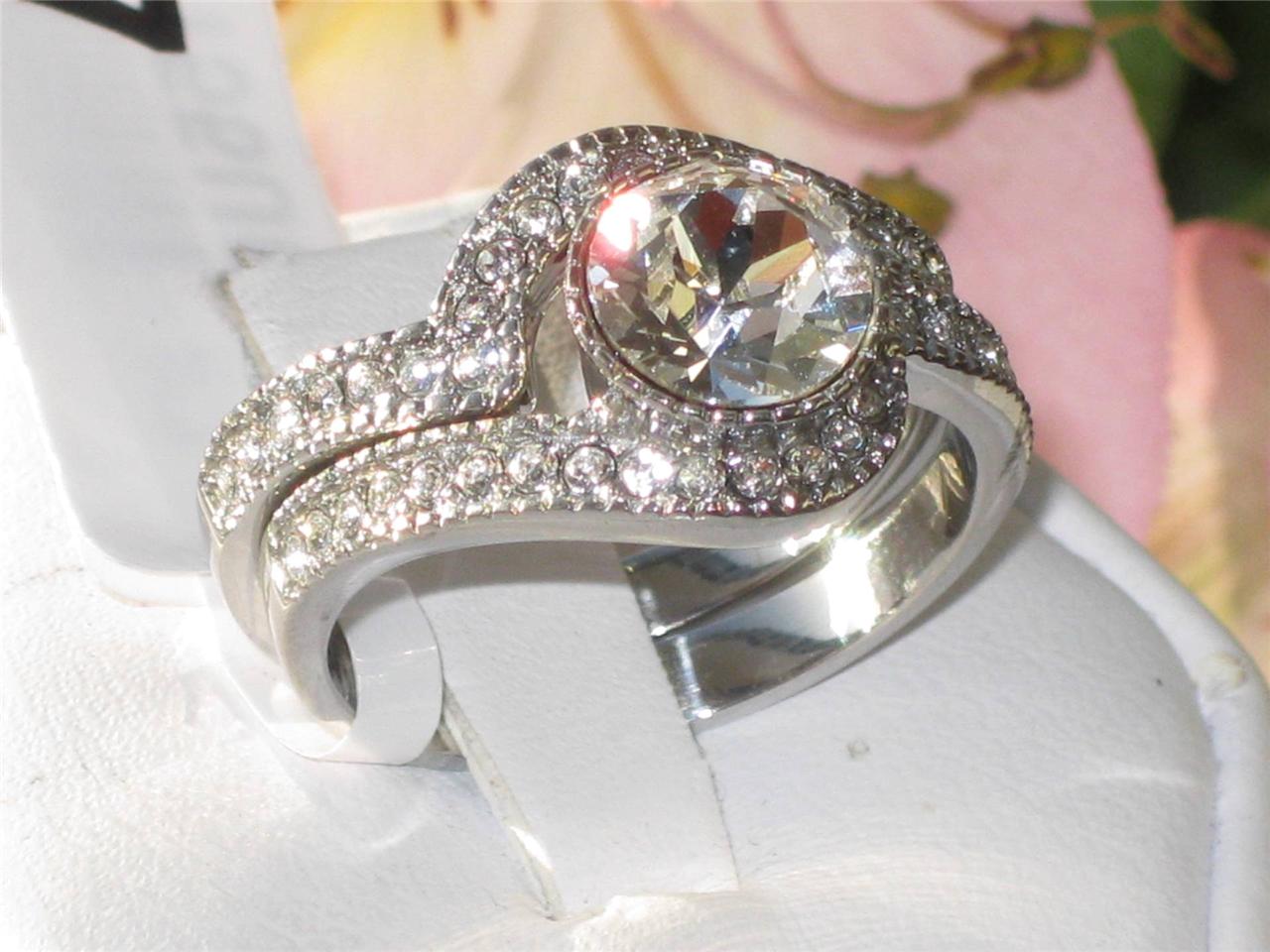 ... NO TARNISH WEDDING BAND ENGAGEMENT RING SET SIMULATED DIAMOND RING SZ
