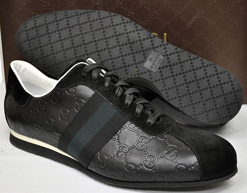 Gucci Mens Shoes Icon Guccissima Sneaker Black 138169-C0OC0-1097 $450 | eBay
