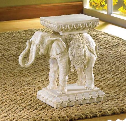 WHITE Elephant STATUE PLANT Stand Table SHELF Sculpture eBay