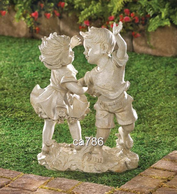 SUMMERTIME FUN BOY GIRL GARDEN YARD OUTDOOR STATUE NEW eBay