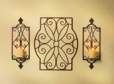 Candle Wall Sconces Bronze on Bronze Iron Scroll Candle Holder Wall Art Sconce Pair   Ebay