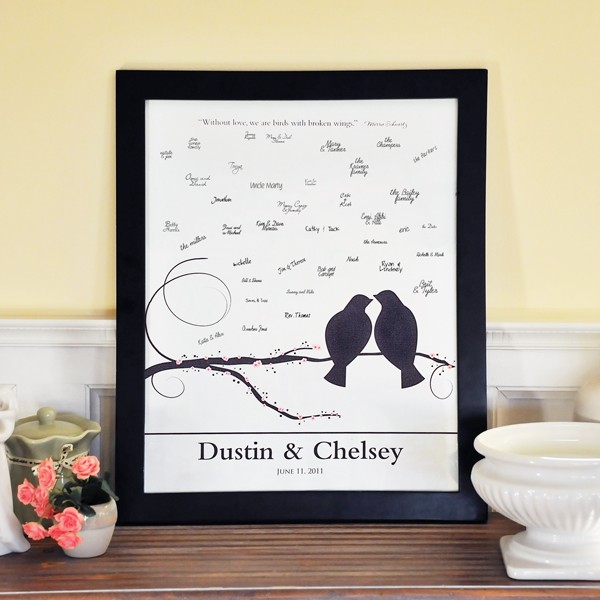 Details about Personalized Wedding Guest Book Signature Canvas Frame