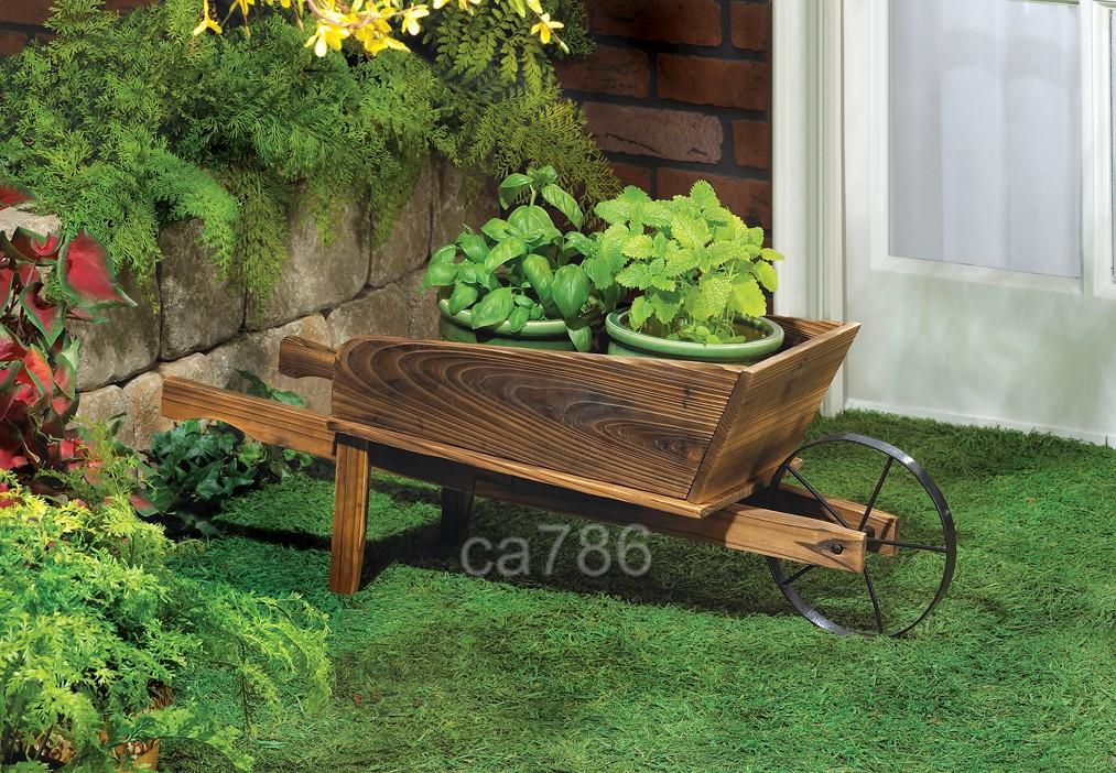 wood farm garden wheelbarrow flower pot planter cart ebay wood farm garden wheelbarrow flower pot planter cart ebay