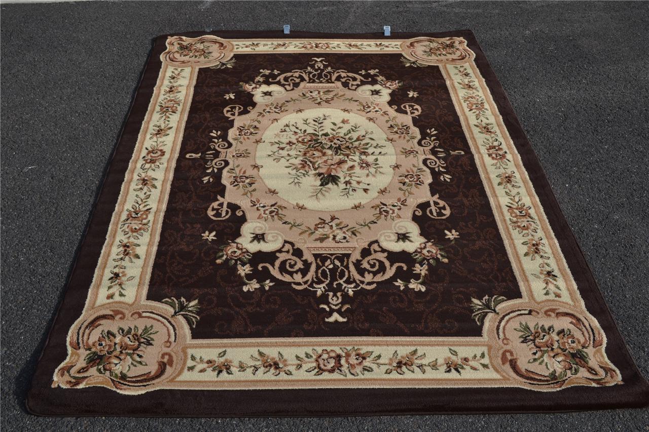 Burgundy Green Beige Black Brown Victorian Area Rug Carpet Floral Large