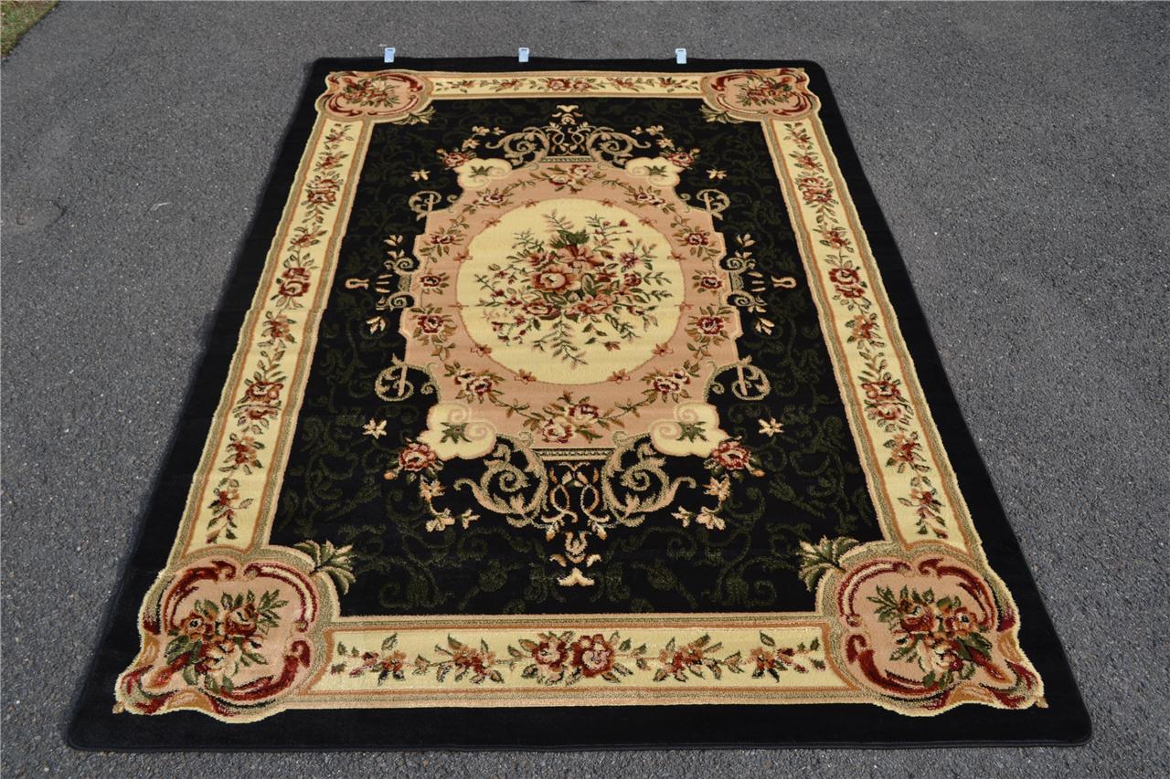 Burgundy Green Beige Black Brown Victorian Area Rug Carpet Floral Large