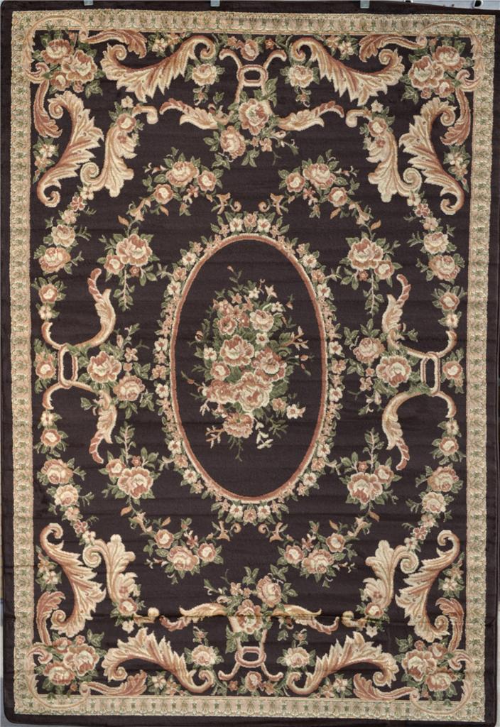 Burgundy Green Beige Black Brown Victorian Area Rug Carpet Floral Large