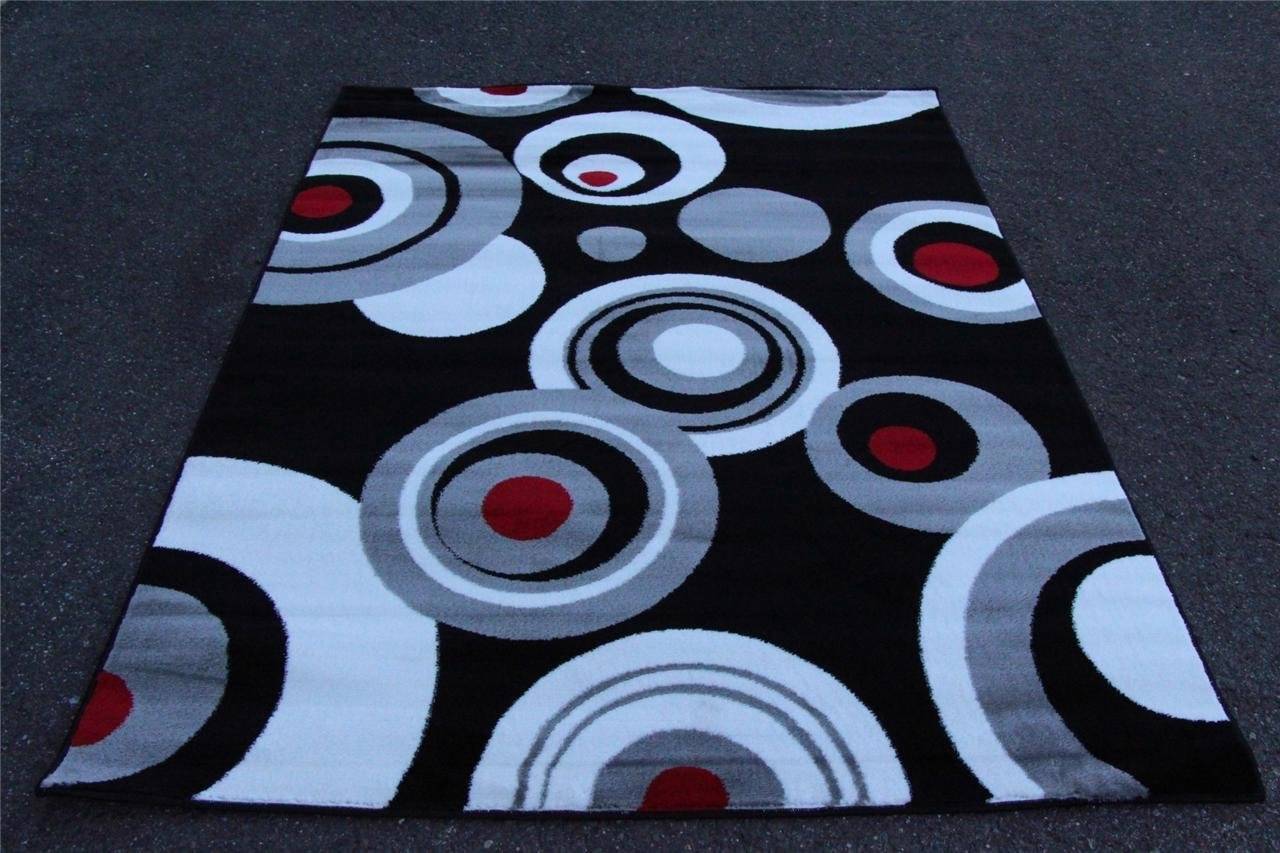 175 Black Gray Red 5x7, 8x10 Area rugs Carpet Contemporary New modern
