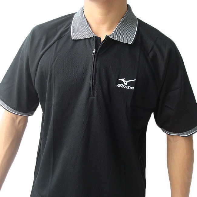 Mizuno Mens Golf Polo Shirt Halfzip Cotton Black M eBay