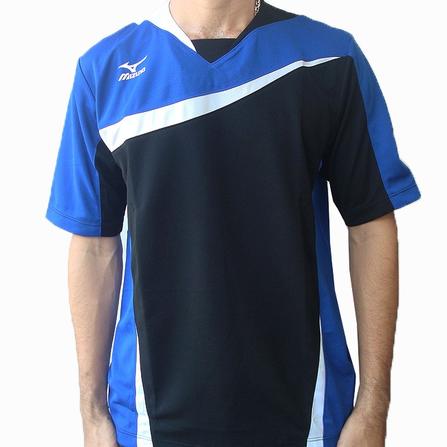 Mizuno Men's Soccer Football Jersey T-shirt Black/Blue Size M | eBay