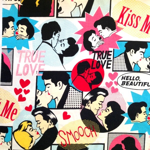 vintage comic book true love kiss retro fabric cotton wall art FQ eBay