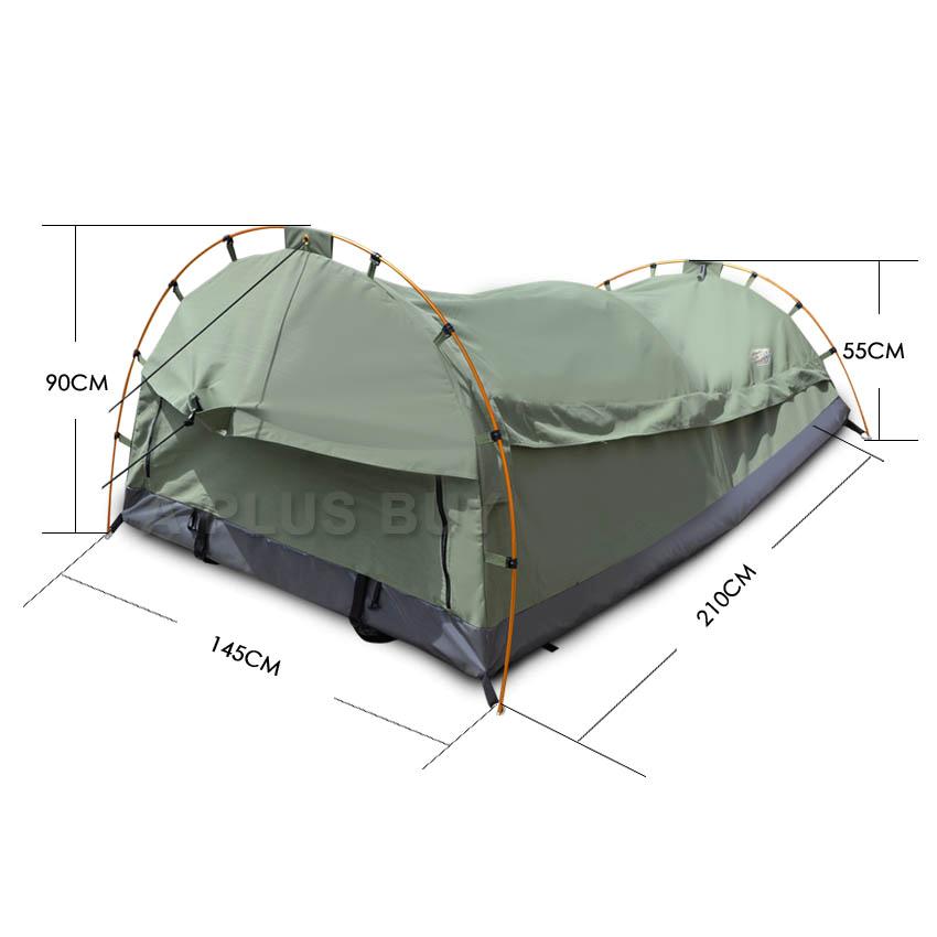 New Large Camping Double Swag Tent Waterproof Canvas 3 Poles Free Bag Green | eBay