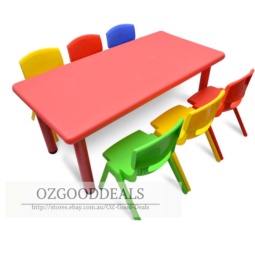 Large Kids Toddler Children Activity Table and 6 Chair Chairs Red